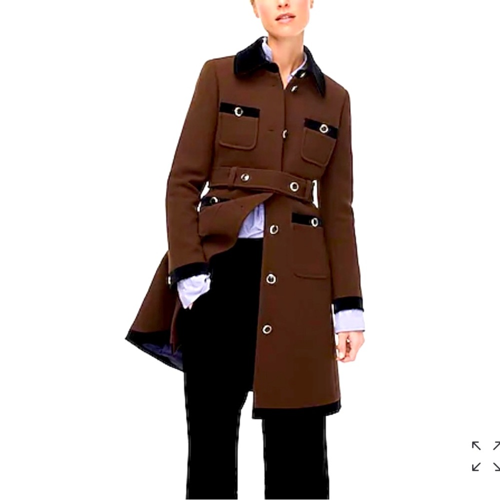 LIKE NEW -  Velvet-Trim Lady Coat Double Cloth Wool